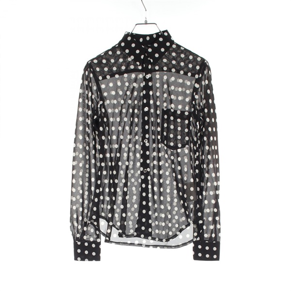 COMME des GARCONS Blouse polyester Black White #XS Used Women
