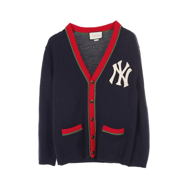 GUCCI × MLB NEW YORK YANKEES Sherry Line cardigan 543530 wool Used mens #XS