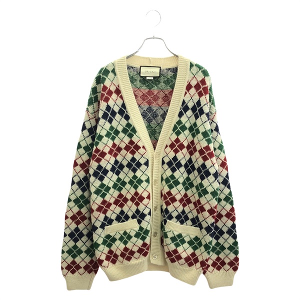 GUCCI Cardigan Sweater Alpaca Wool Multicolor Size S Used Mens