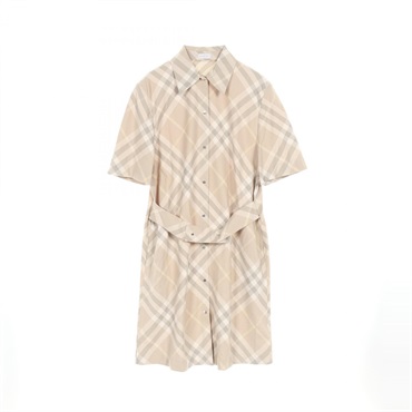 BURBERRY Nova Check Belted Dress 8083547 Cotton Beige Multicolor Used Women
