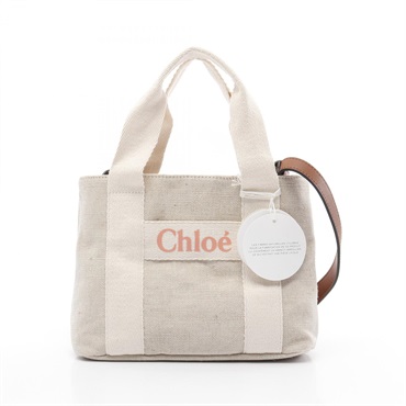 Chloe Tote 2way shoulder hand Bag C20424Z40 canvas Beige unique NEW
