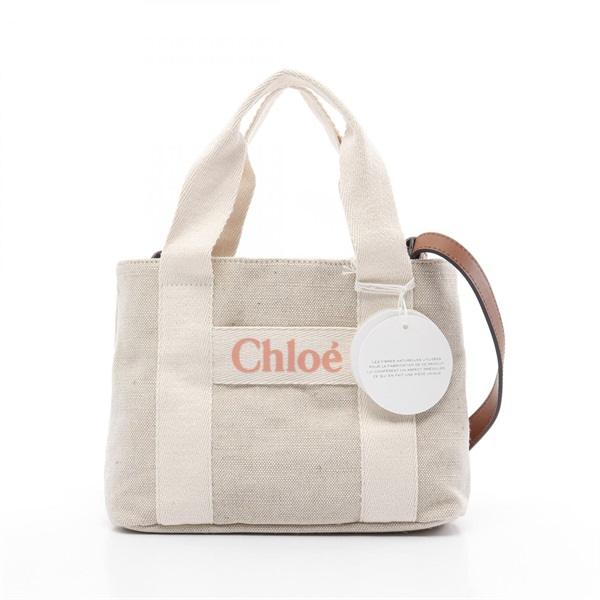 Chloe Tote 2way shoulder hand Bag C20424Z40 canvas Beige unique NEW