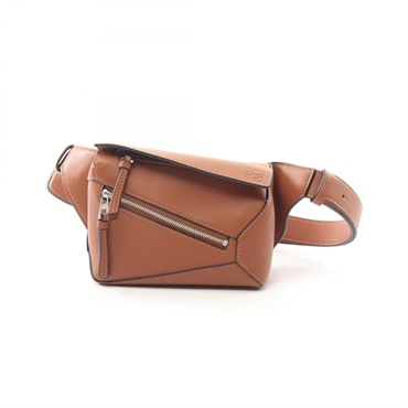 LOEWE Puzzle Bum Mini Waist belt crossbody bag B510EB1X03 leather Brown NEW