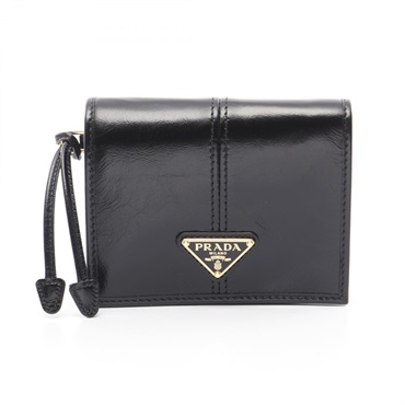 PRADA SOFT LUX Bi-fold compact wallet purse 1MV2042CYRF0002 leather Black new