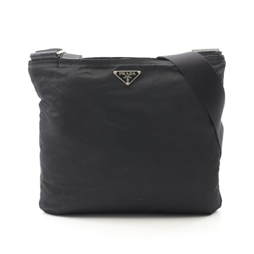 PRADA Re-Nylon Crossbody Shoulder Bag Nylon leather Black Used Women logo