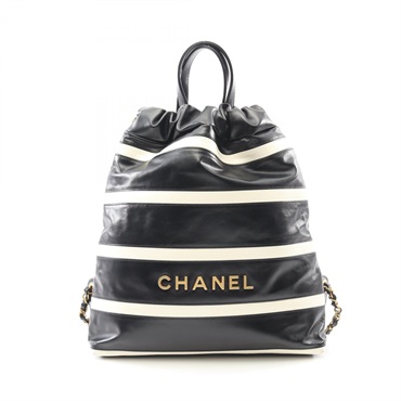 CHANEL chanel 22 Chain Rucksack Backpack AS3859 leather Black White Used GHW