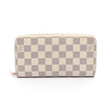 LOUIS VUITTON Zippy long wallet N60019 Damier Azur canvas White Used Women LV