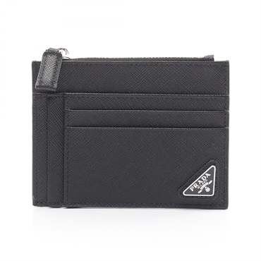 PRADA SAFFIANO TRIANG coin purse wallet 2MC067QHH F0002 leather Black nero