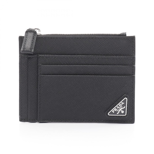 PRADA SAFFIANO TRIANG coin purse wallet 2MC067QHH F0002 leather Black nero