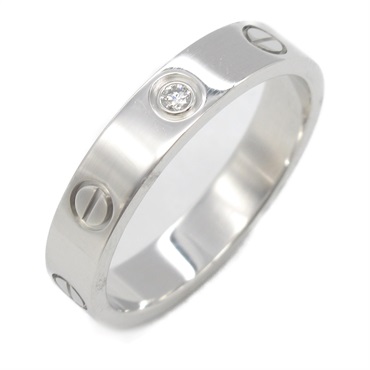 CARTIER Mini Love 1P Diamond Ring 18KWG White Gold Used unisex US size 7.25 #55