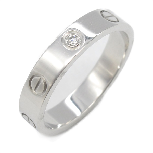 CARTIER Mini Love 1P Diamond Ring 18KWG White Gold Used unisex US size 7.25 #55