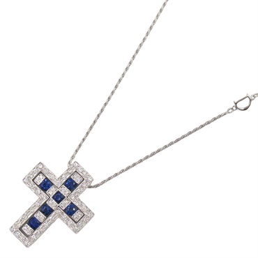 Damiani Belle Epoque Diamond Necklace Pendant 18KWG Sapphire Blue 42.5/50.5㎝