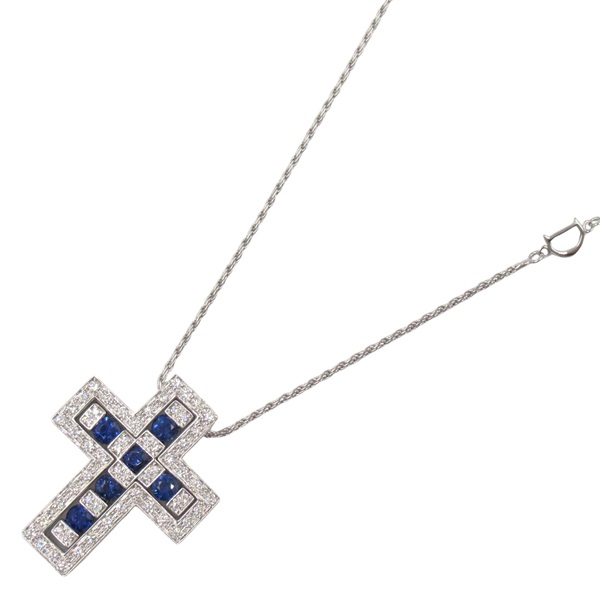 Damiani Belle Epoque Diamond Necklace Pendant 18KWG Sapphire Blue 42.5/50.5㎝