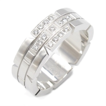 CARTIER Tank Francaise Diamond Ring 18KWG White Gold Used women US size 4.75 #49