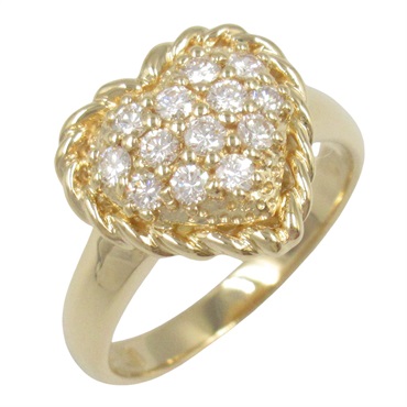 SEIKO Heart Diamond Ring 18KYG Yellow Gold Used women US size 4.5