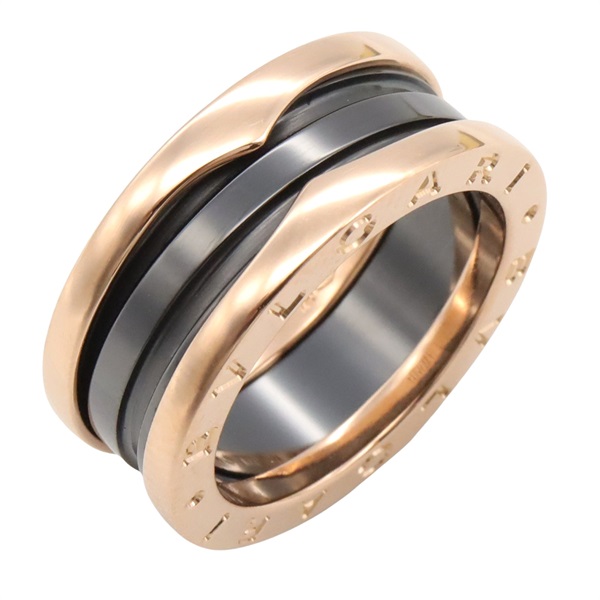 BVLGARI B-zero1 Ring 18KPG Rose Gold Ceramic Black Used unisex US size 6 #52