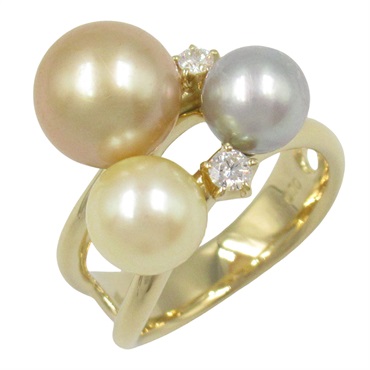 TASAKI Freshwater pearl Diamond Ring 18KYG Yellow Gold Used women US size 5