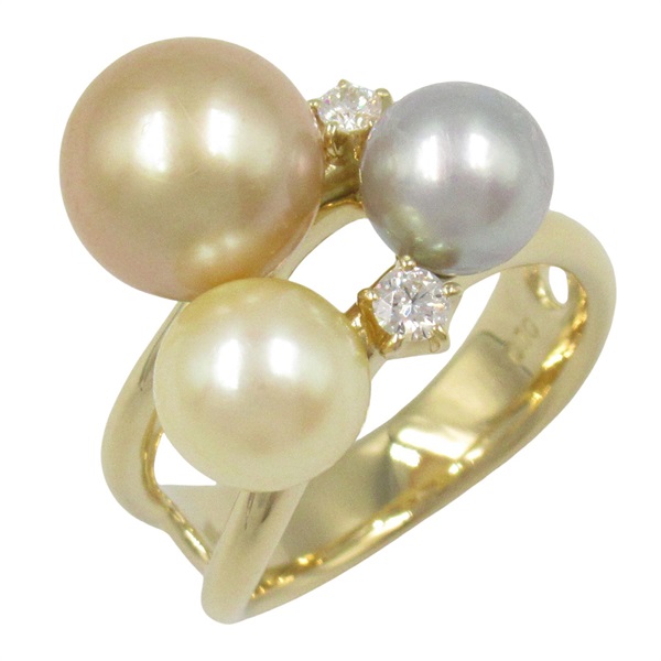 TASAKI Freshwater pearl Diamond Ring 18KYG Yellow Gold Used women US size 5