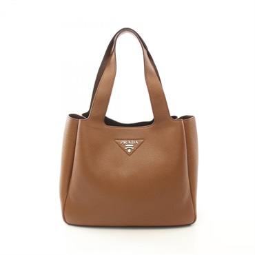 PRADA Tote Hand Bag leather Brown Used Women logo
