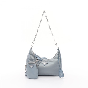 PRADA Re-Edition 2005 Re-Nylon Shoulder Bag 1BH204 leather Blue Used Women