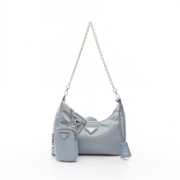 PRADA Re-Edition 2005 Re-Nylon Shoulder Bag 1BH204 leather Blue Used Women