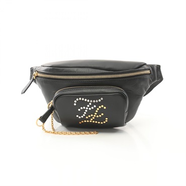 FENDI curligraphy Waist bag 7VA446 A8VD F15ZW leather Black Used unisex