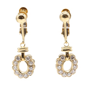 JEWELRY Diamond screw back Dangle Earrings 18KYG Yellow Gold Used women