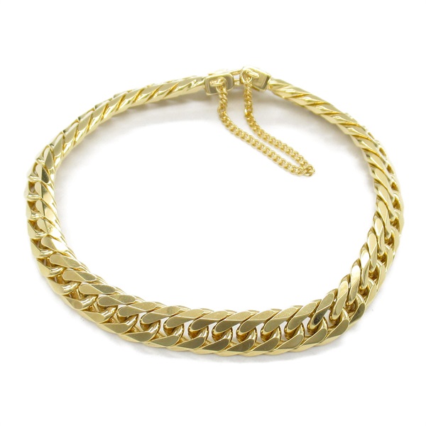 JEWELRY Double 6 side Flat link chain Bracelet 18KYG Yellow Gold Used unisex