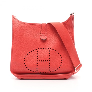 HERMES Evelyne 3 GM Shoulder crossbody Bag R 056277CK Taurillon Clemence Red SHW