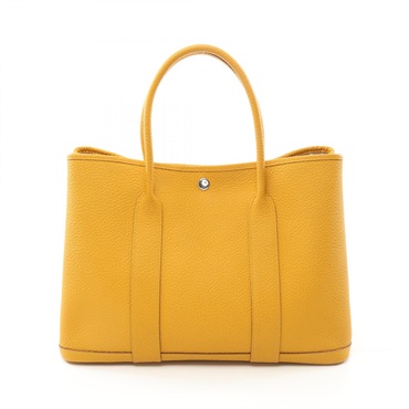 HERMES Garden party PM Tote Bag D Country leather Jaune ambre Used SHW
