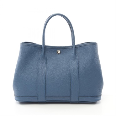 HERMES Garden party TPM Tote Bag X 064422CK Country leather Blue de galice SHW