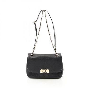 CHANEL Matelasse chain Shoulder Bag A93856 Grained calfskin Black Used GHW women