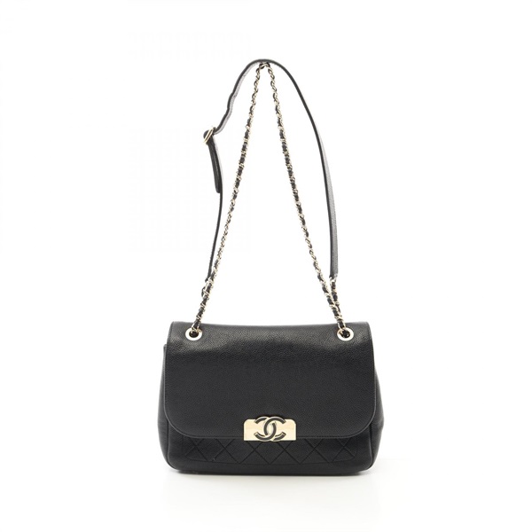 CHANEL Matelasse chain Shoulder Bag A93856 Grained calfskin Black Used GHW women