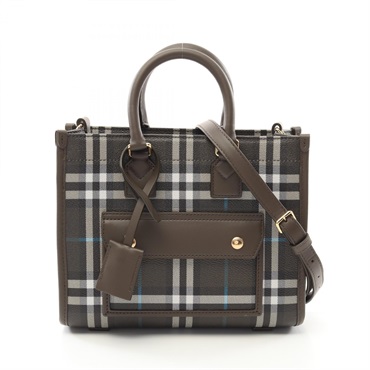 BURBERRY MINI FREYA Tote Bag 8108260C1213 canvas leather Brown Black NEW women