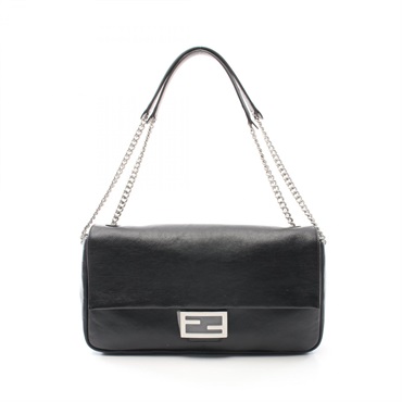 FENDI Baguette Chain Large Shoulder Bag 8BR828AS7A F1QD0 leather Black NEW SHW