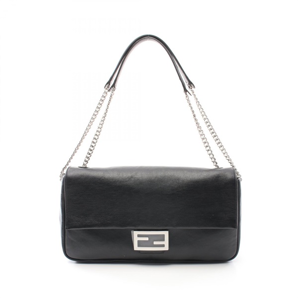 FENDI Baguette Chain Large Shoulder Bag 8BR828AS7A F1QD0 leather Black NEW SHW
