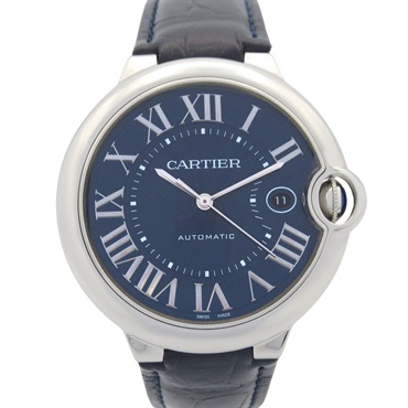 CARTIER Baron blue Wrist Watch WSBB0025 Automatic SS leather Used mens
