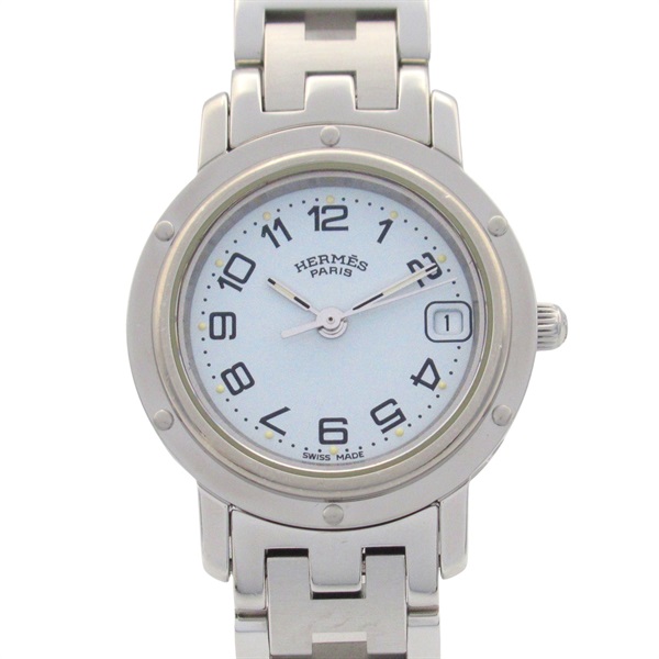 HERMES Clipper Wrist Watch CL4.210 Quartz Stainless Steel Used Women