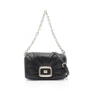Roger Vivier Vivshock Chain Shoulder Bag RBWAOGJ0200YDRB999 leather Black Used