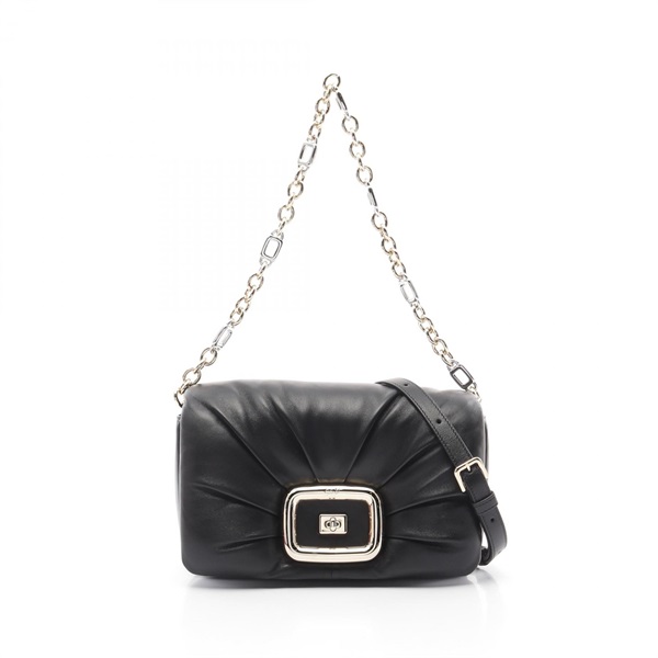 Roger Vivier Vivshock Chain Shoulder Bag RBWAOGJ0200YDRB999 leather Black Used