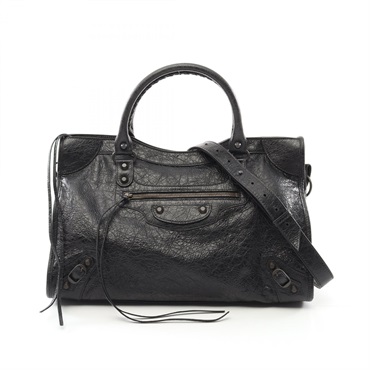 BALENCIAGA Le City Medium Handbag 8230582ABEK 1000 leather Black NEW Women