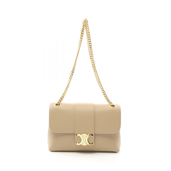 CELINE Victor Medium Chain Shoulder Bag 115853FDU03CP leather Beige NEW Women