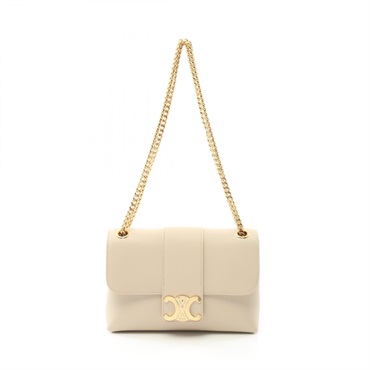 CELINE Victor Medium Chain Shoulder Bag 115853FDU02PA leather Beige NEW Women