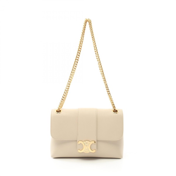 CELINE Victor Medium Chain Shoulder Bag 115853FDU02PA leather Beige NEW Women
