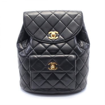 CHANEL Matelasse Rucksack Backpack bag A10177 Lambskin Black Used GHW