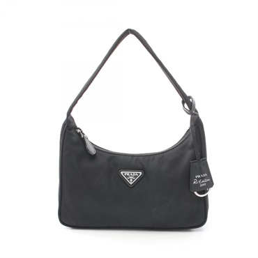 PRADA TESSUTO Mini Handbag 1NE515 Nylon Saffiano leather Black Used logo