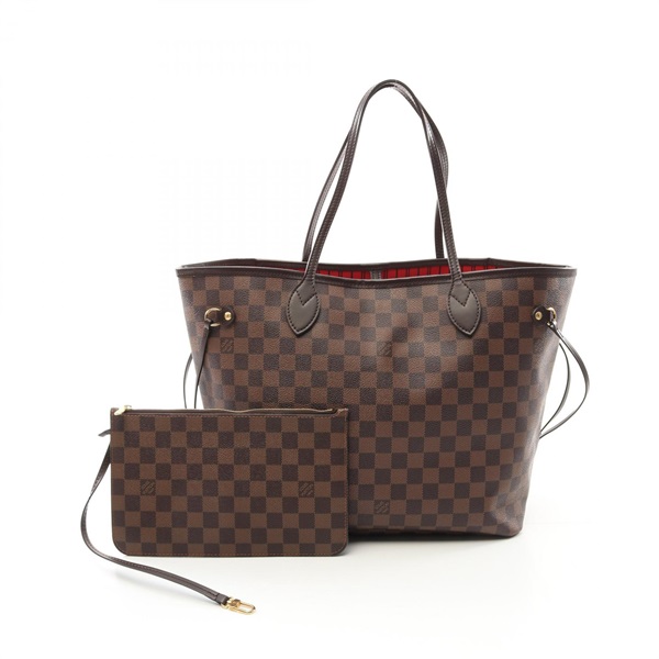 LOUIS VUITTON Neverfull MM Tote shoulder Bag N41358 Damier leather Ebene Used