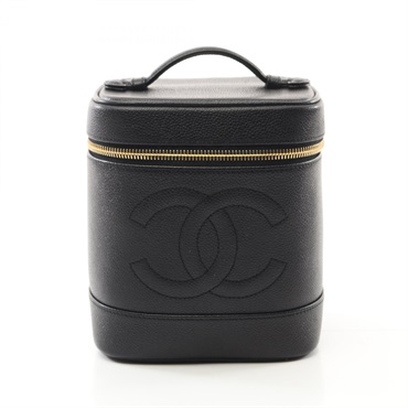 CHANEL COCO Mark Hand vanity bag A01998 leather Black Used GHW