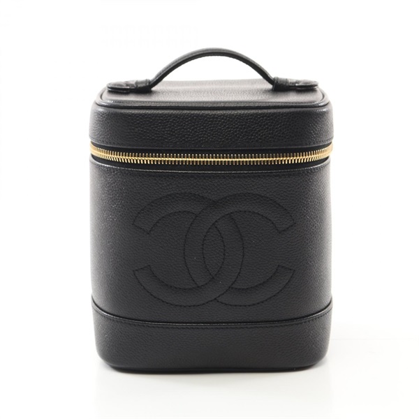 CHANEL COCO Mark Hand vanity bag A01998 leather Black Used GHW