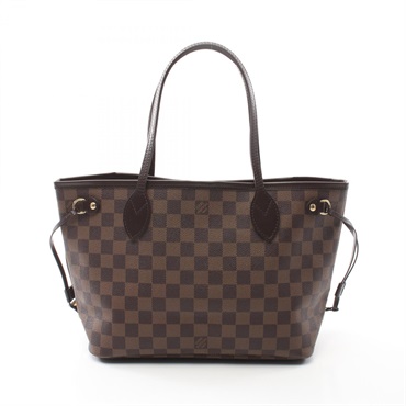 LOUIS VUITTON Neverfull PM Tote shoulder Bag N51109 Damier leather Ebene Used